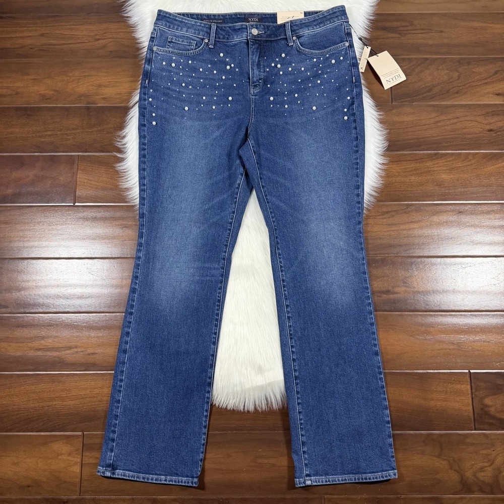 NYDJ Not Your Daughters Women's Size 16 Pearl Stone Marilyn Straight Denim Jeans